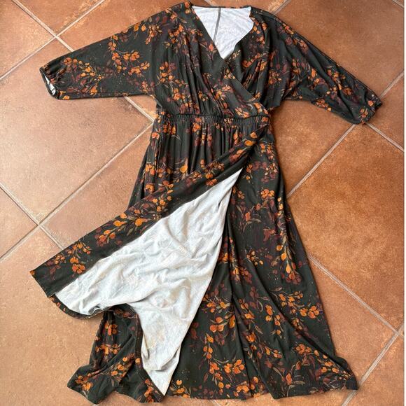 Garnet Hill Tencel Blend Stretchy Floral Surplice Top Wrap Style Dress size M - Picture 14 of 14